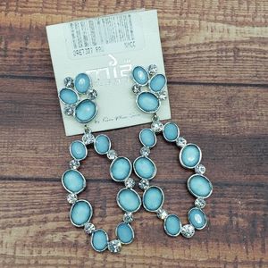 Mia Collection Drop Earrings, Light Blue Stones